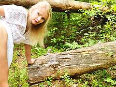 MILF gets oral in woods