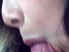 Teen girl helps with blowjob