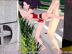 Hentai Anime Momo Yaoyorozu:卡通Momo Yaoyorozo在POV中被从后面操。