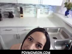 Petite MILF Tia Cyrus' kitchen heat